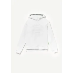 Sweat-shirt garçon, capuche PYBO blanc en coton