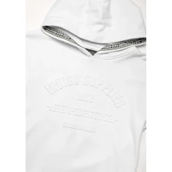 Sweat-shirt garçon, capuche PYBO blanc en coton