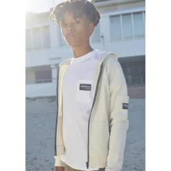 Sweat-shirt garçon, capuche HODAIBO gris en coton