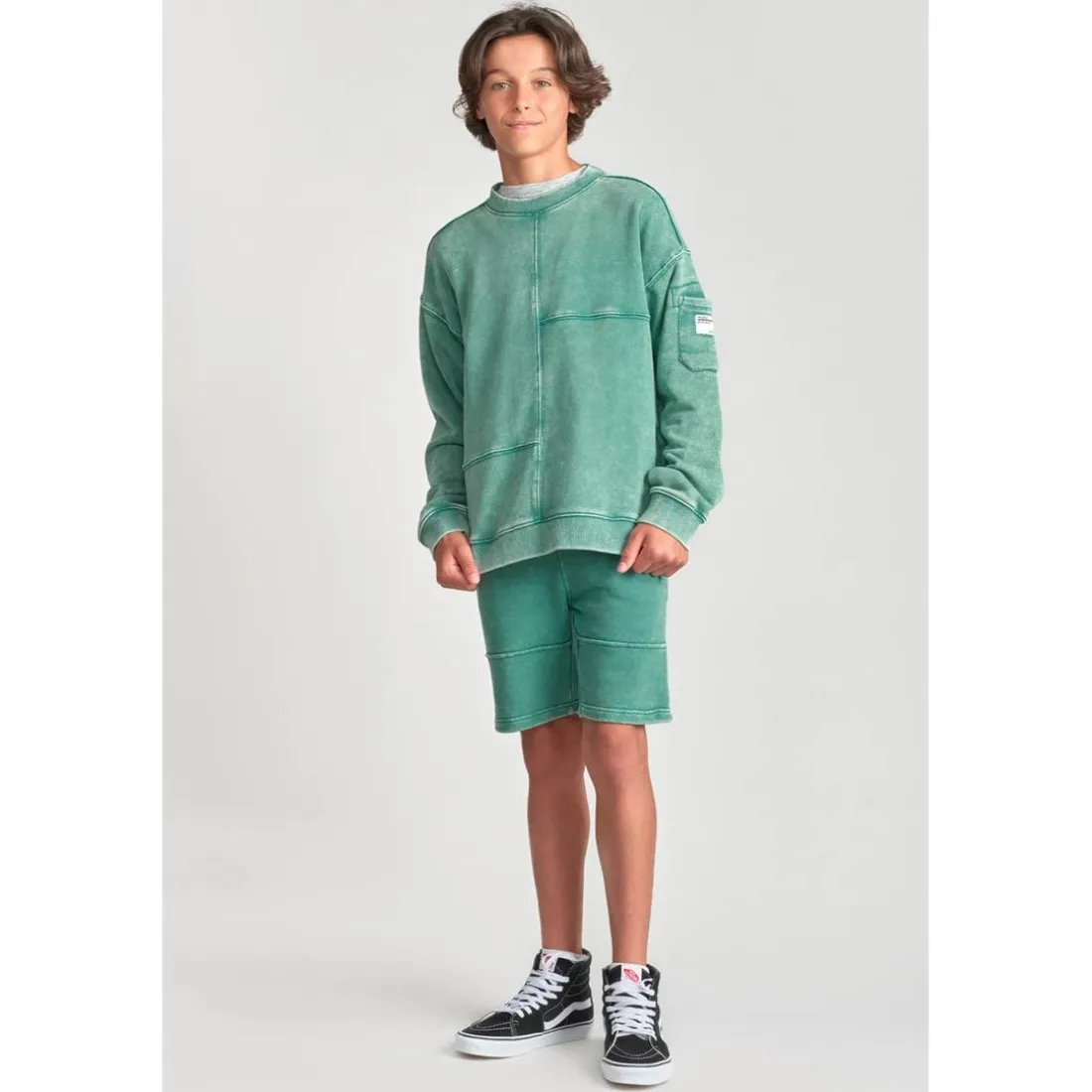 Sweat-Shirt garçon JONBO vert en coton