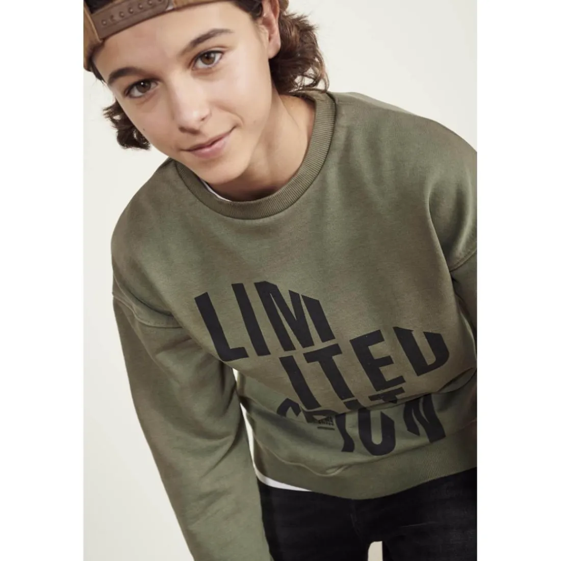 Sweat-Shirt garçon MANIBO vert Yael en coton