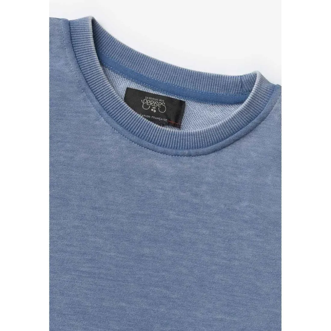Sweat-shirt garçon, NAYBO bleu en coton
