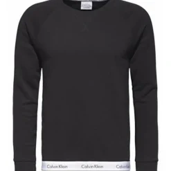 Sweatshirt Pyjama Coton Manches Longues - Col Rond Noir gris en tissu