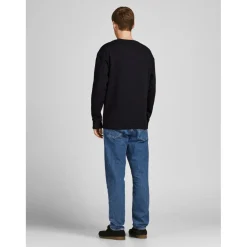 Sweat-shirt Relaxed Fit Col ras du cou Manches longues Noir Lane