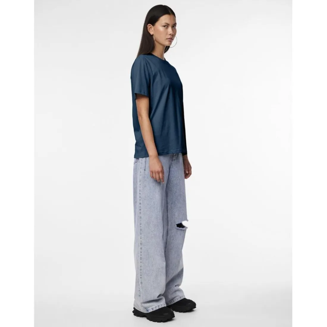 Tee shirt manches courte Ria bleu en coton
