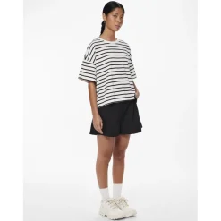 Tee shirt manches courtes Chilli blanc et rayures noir en coton Daisy