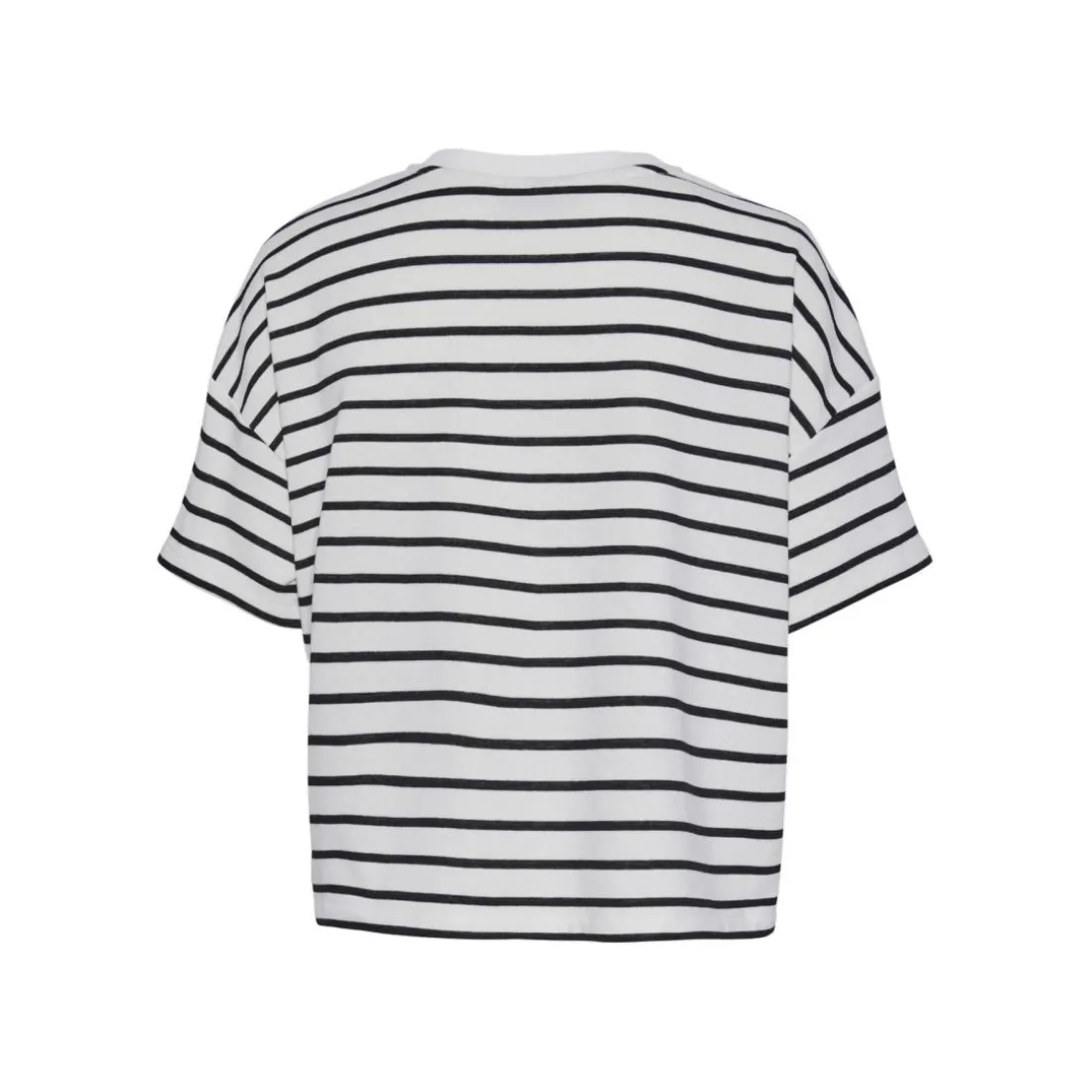 Tee shirt manches courtes Chilli blanc et rayures noir en coton Daisy