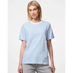 Tee shirt manches courtes à rayures Ria blanc en coton Demi