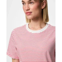 Tee shirt manches courtes à rayures Ria blanc en coton Pia