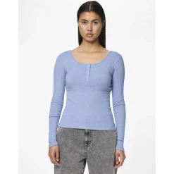 Tee shirt manches longues en coton Kitte bleu clair Gwen