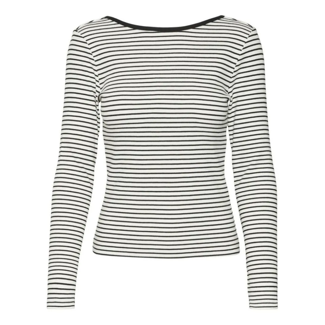 Tee shirt manches longues à rayures blanc en coton Tara