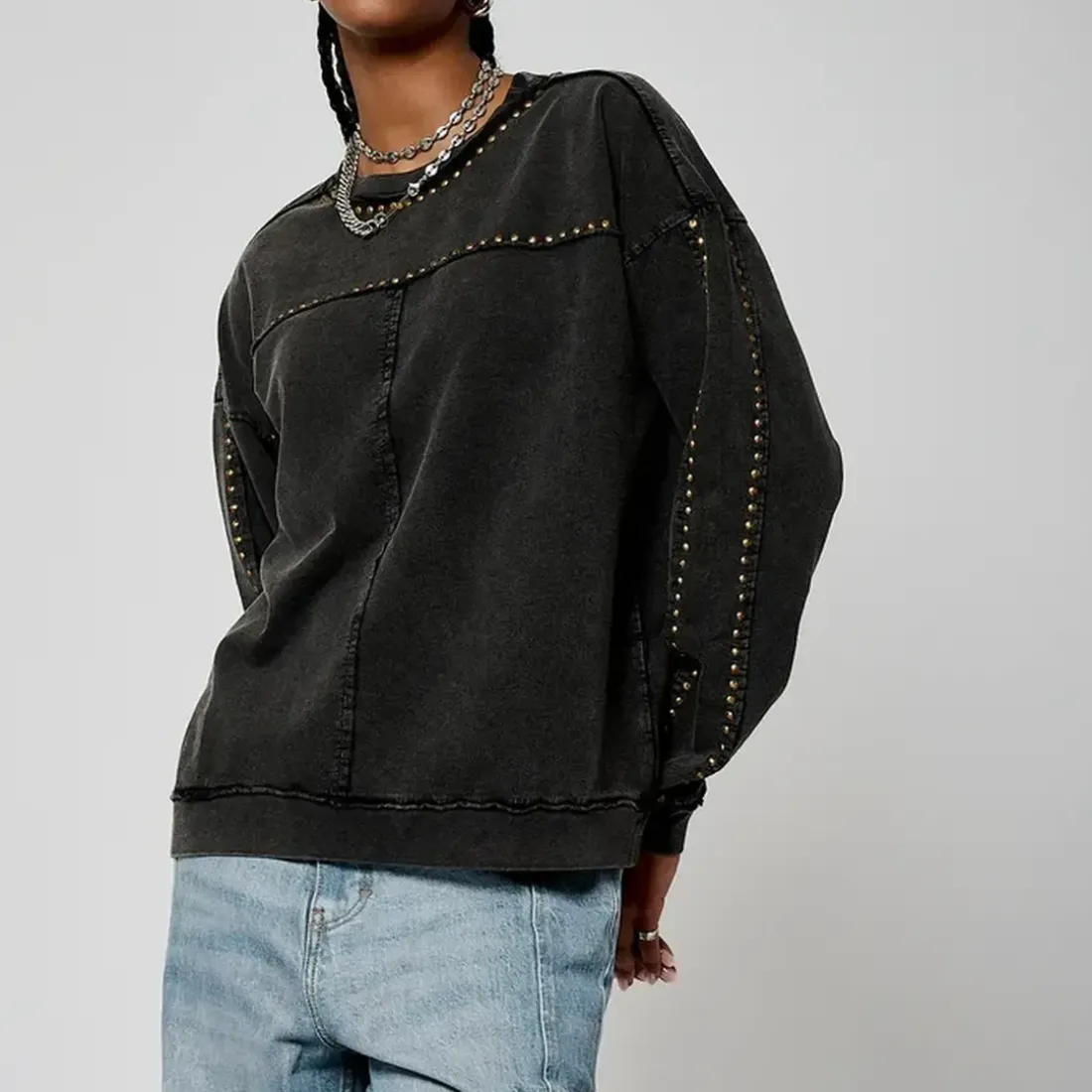Tee Shirt manches longues VOLAR gris foncé en coton