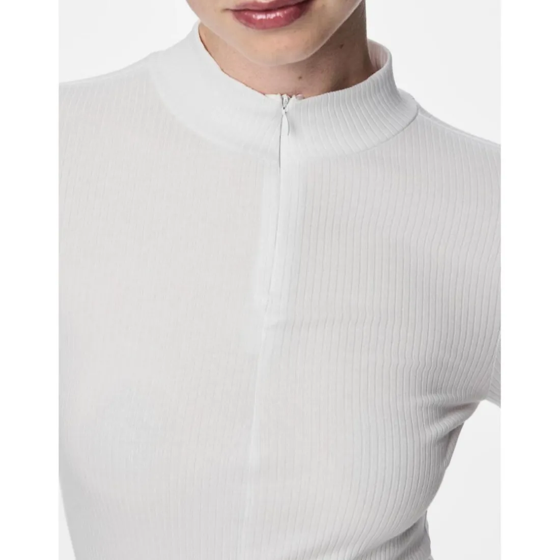 Tee shirt manches longues zippé en coton Kitte blanc Juno