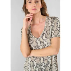 Tee-Shirt Argent à motif python en tencel