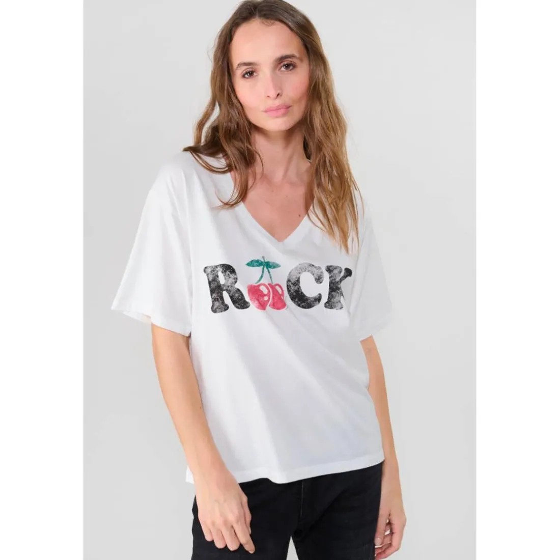 Tee-Shirt AULDI blanc Rose en coton