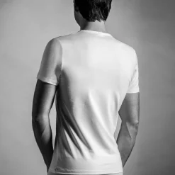 TEE-SHIRT BLANC EN COTON STRETCH COL V PROFOND – SUPREME COTTON