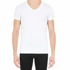 TEE-SHIRT BLANC EN COTON STRETCH COL V PROFOND – SUPREME COTTON