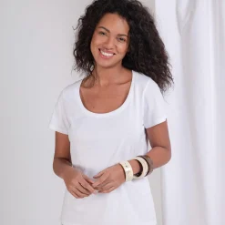 Tee-shirt en coton bio col rond Alfa blanc