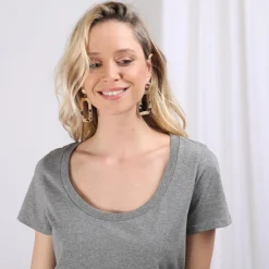 Tee-shirt en coton bio col rond Alfa gris
