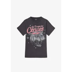 Tee-Shirt fille MUNSONGI noir en coton