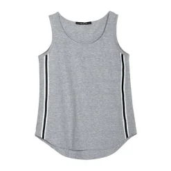 Tee-shirt fitness sans manches élastiques latéraux femme - gris chiné