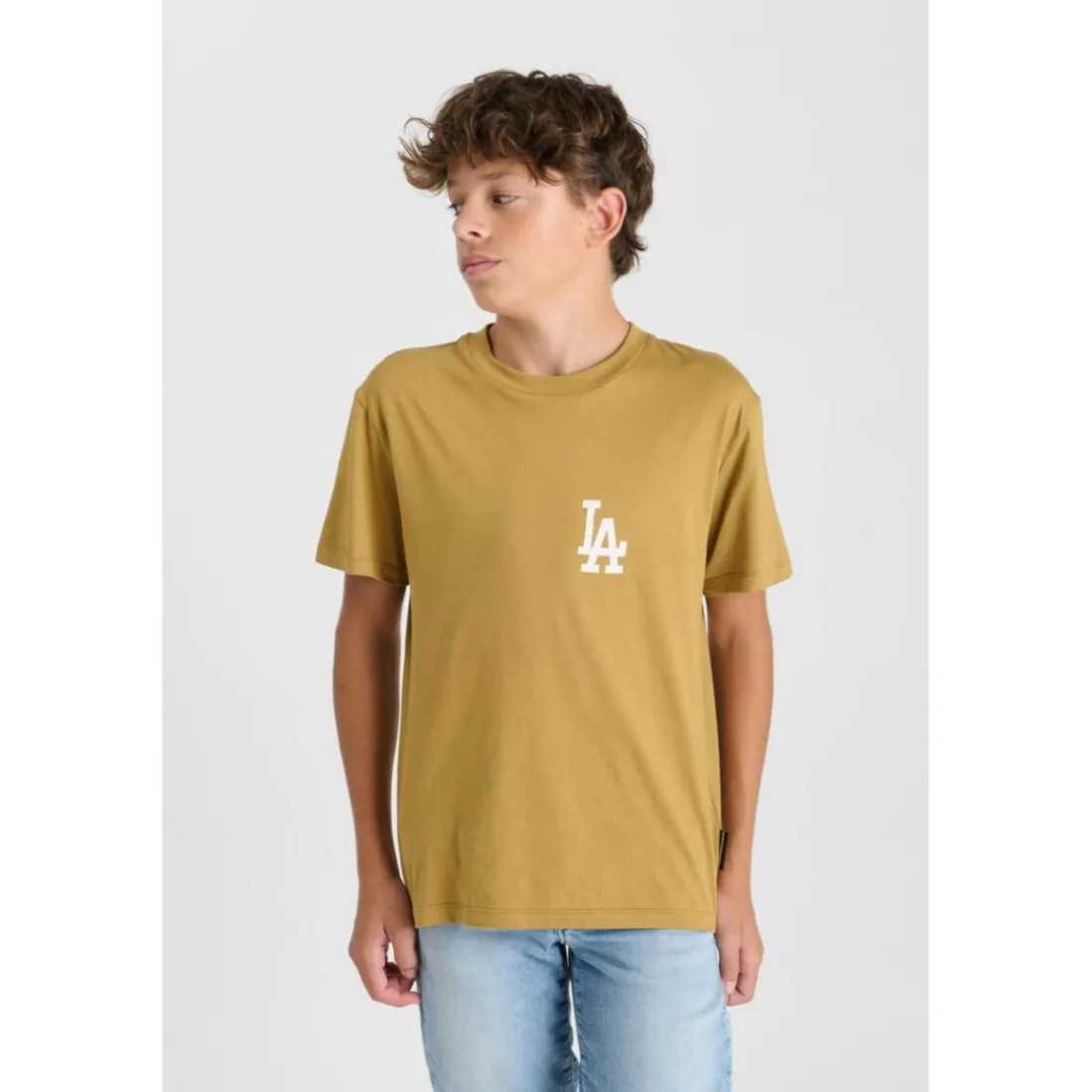 Tee-Shirt garcon LOMBO marron en coton Leo
