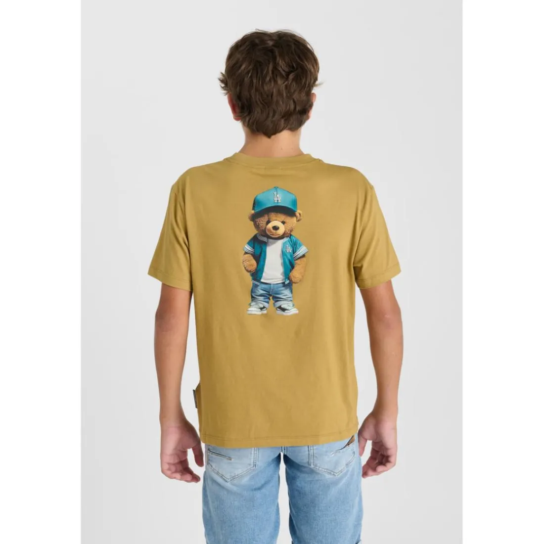 Tee-Shirt garcon LOMBO marron en coton Leo