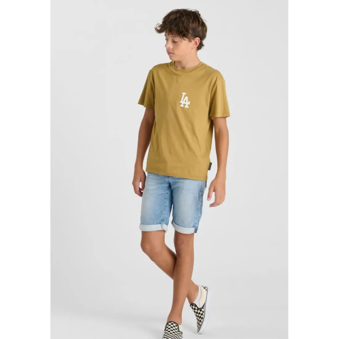Tee-Shirt garcon LOMBO marron en coton Leo