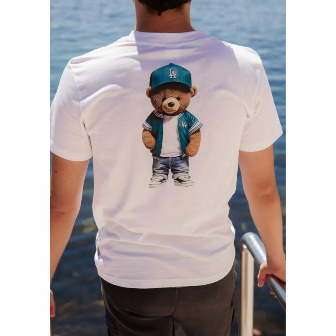 Tee-Shirt garçon à imprimé tendance LOMBO blanc en coton Noel