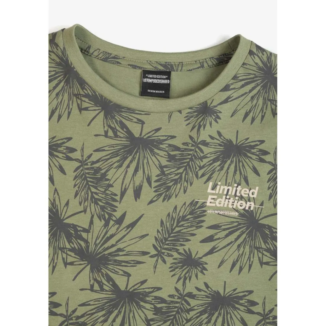 Tee-shirt garçon NORIBO kaki en coton