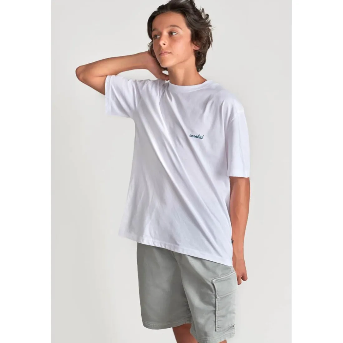Tee-shirt garçon WUNTHBO blanc en coton