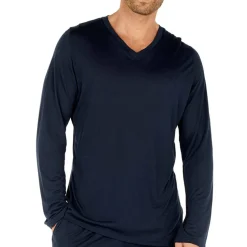 Tee-shirt manche longue marine en viscose