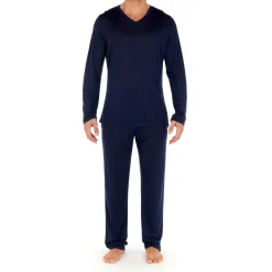 Tee-shirt manche longue marine en viscose