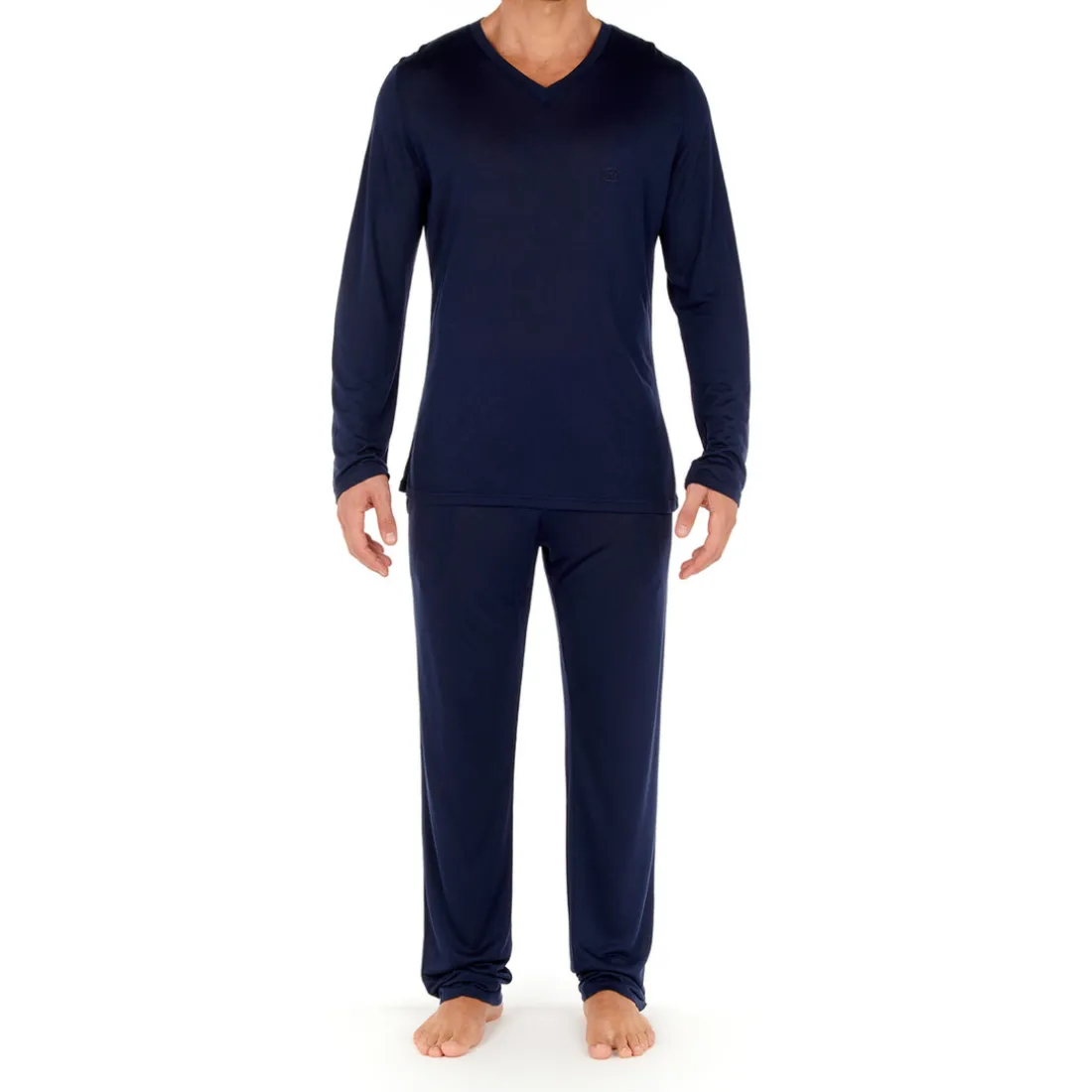 Tee-shirt manche longue marine en viscose