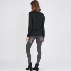 Tee-shirt manches longues mélange soie Jil noir