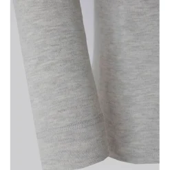 Tee-shirt manches longues col rond en mailles gris chiné