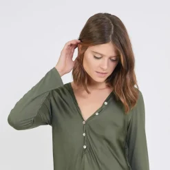 Tee-shirt manches longues mélange soie Jil kaki