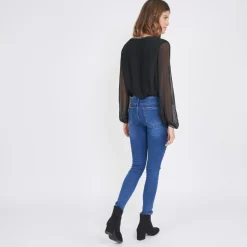 Tee-shirt manches longues doublure soie John noir