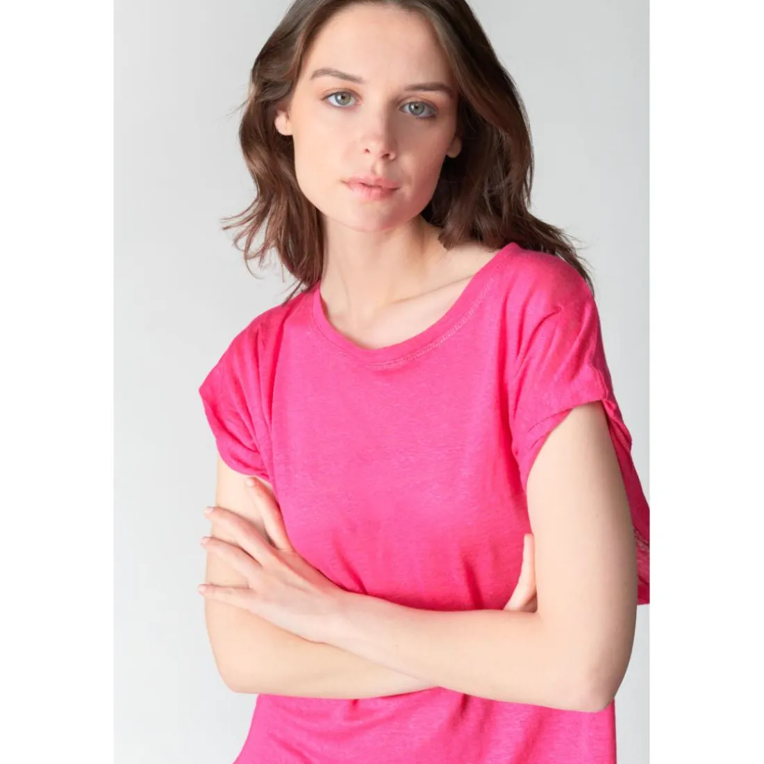 Tee-Shirt MUFLIER fuchsia en lin