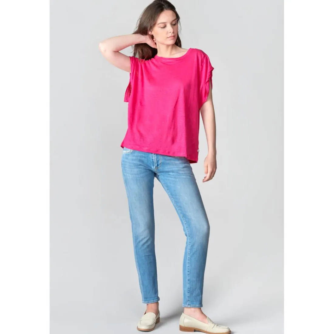 Tee-Shirt MUFLIER fuchsia en lin