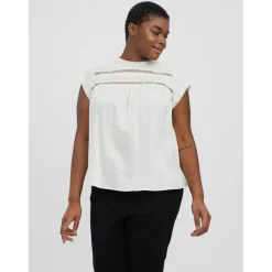 Tee-shirt regular fit col carré blanc