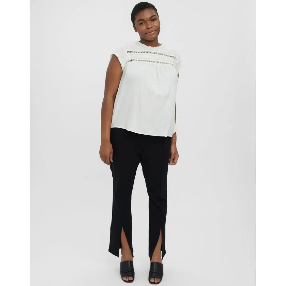 Tee-shirt regular fit col carré blanc