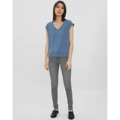 Top bleu en coton modal