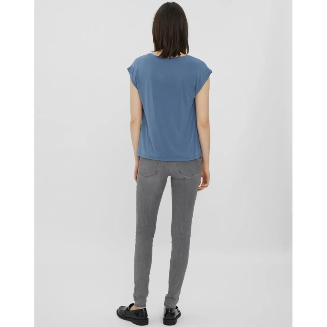 Top bleu en coton modal