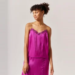 Top bénitier irisé rose