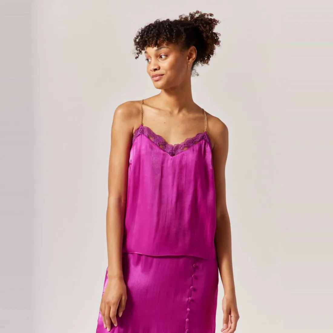 Top bénitier irisé rose