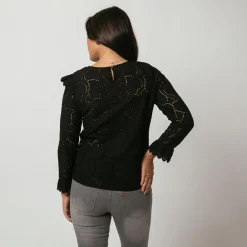 Top broderie anglaise Brune en coton