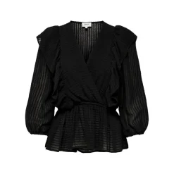 Top Col en V Manches 3/4 noir