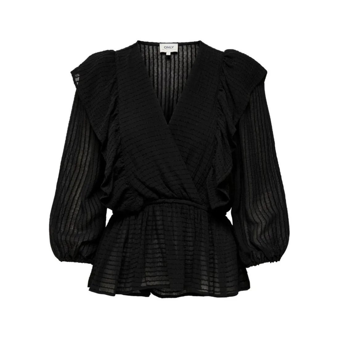 Top Col en V Manches 3/4 noir