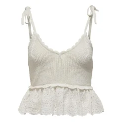 Top col en v sans manches blanc Juno
